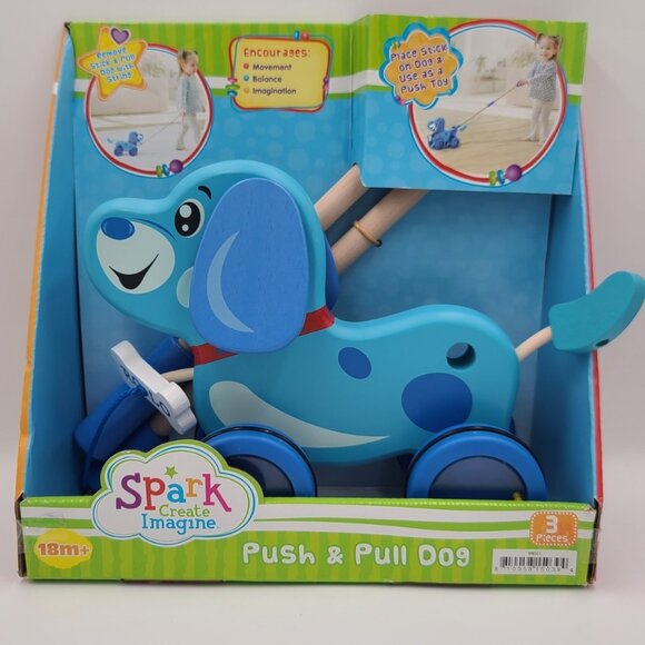 Spark Create Imagine Wooden Push & Pull Toy Dog, Baby and Toddler Toys - Picture 1 of 6